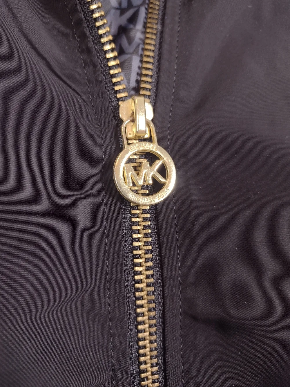 Michael Kors Black Hooded Drawstring Zip Up Windbreaker Jacket Women's Large